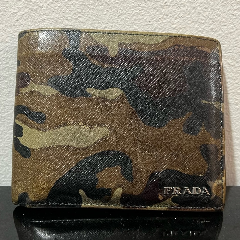 Prada Saffiano Leather Wallet for Men - Green Camo